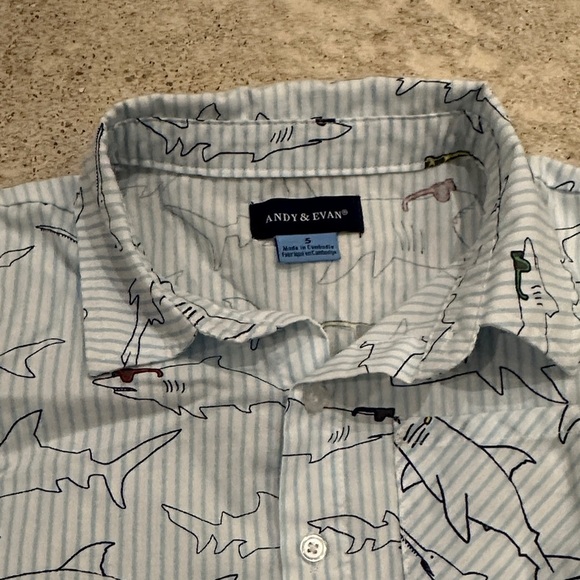 Andy & Evan Blue Shark Pattern Shirt - Picture 4 of 6